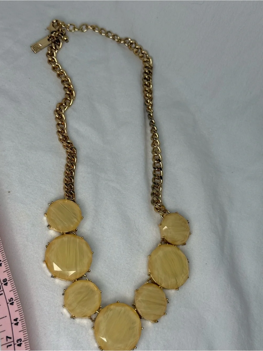 INC International Concepts Yellow Faceted Circle Statement Necklace 16” +2”